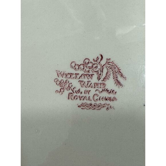 Set of 2 Vintage Pink Willow Royal China Segmented 10.5” Dishes - Picture 10 of 13